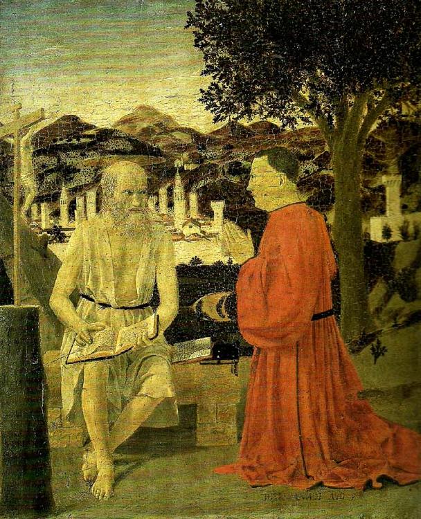 Piero della Francesca saint jerome and a worshipper oil painting picture